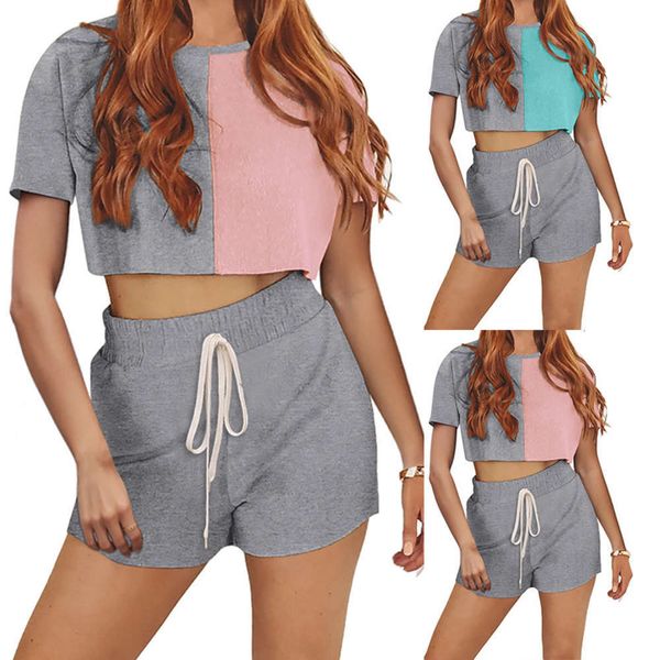 

casual dresses 2021 spring and summer women's suit short sve drawstring shorts, Black;gray