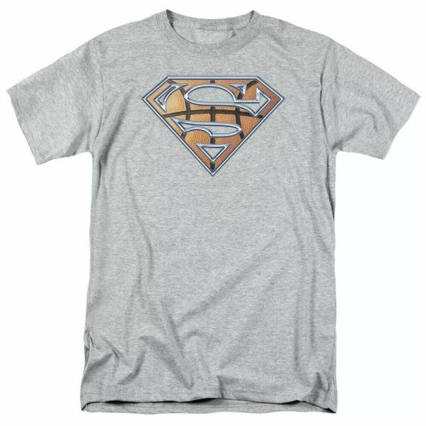 

superman basketball shield t shirt mens licensed classic dc comic tee sport gray, White;black