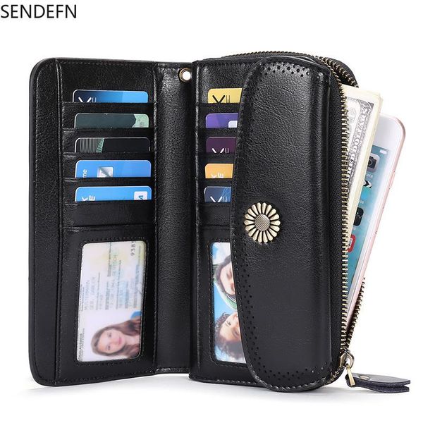 

wallets sendefn wallet women's long leather zipper multi-functional large capacity handbag luxury, Red;black