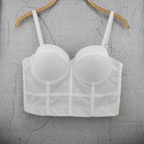 

women's tanks & camis 2021 corset bustier bra night club party long cropped vest plus size, White