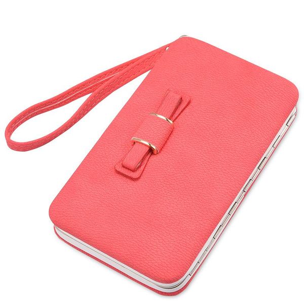 

wallets puou wallet leather phone multi-function bow tie lunch box bag style large capacity handbags women long travel, Red;black