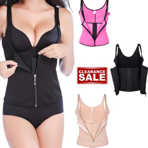 

women's shapers lelinta strap waist trainer vest corset women zipper body shaper cincher tummy control slimming shapewear, Black;white