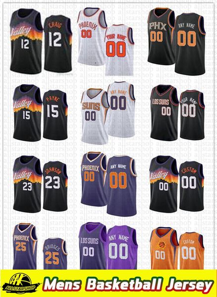 

25 mikal bridges devin 1 booker chris 3 paul deandre 22 ayton jersey mens womens youth custom black white purple basketball jerseys, Black;red
