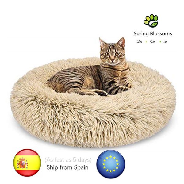 

kennels & pens european line-donut dog cat bed, soft plush pet cushion, anti-slip machine washable self-warming bed-improved sleep for cats