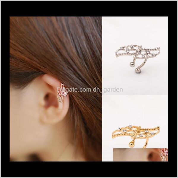 

drop delivery 2021 vintage hollow ear cuff punk clip on crystal butterfly earrings for women party jewelry gift q1zjs, Silver