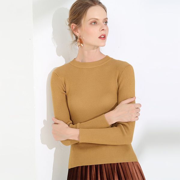 

women's sweaters casual autumn winter basic woman's pullover the solid neck of fine knit long firm warm sweater prin, White;black