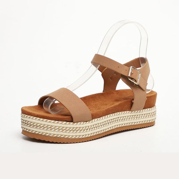 

fashion drop women flat platform sandals ankle buckle female casual shoes thick sole ladies open toe, Black