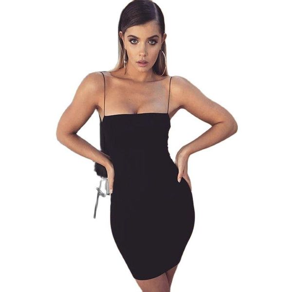 

casual dresses dress white color fashion 2021 sleeveless backless strap summer bodycon for women, Black;gray