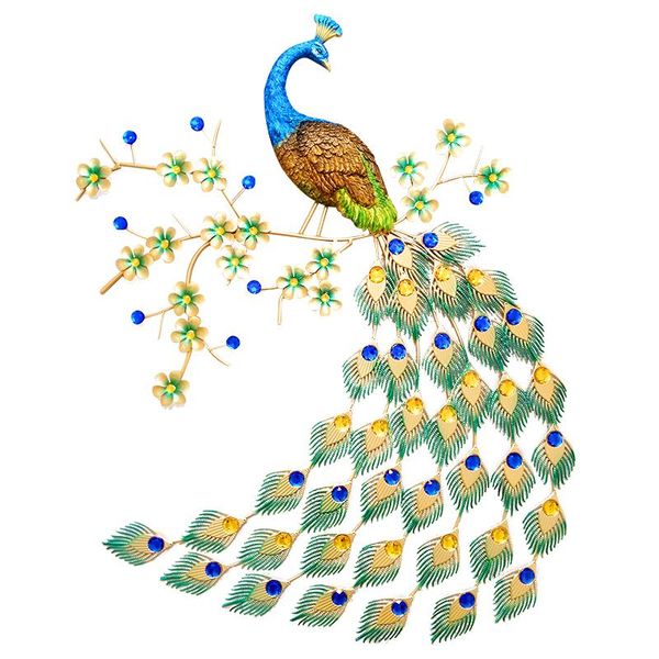 

wall clocks luxury crystal peacock clock modern design 3d klok for living room home decor watches