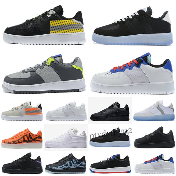 

forcs 1s low skateboard running shoes men women fashion reacts white ice hand wash cold south korea music outdoor sneakers 36-45 pt02, Black
