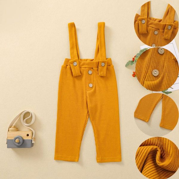 

jumpsuits kids button overalls toddler baby boy girls summer solid color children's cotton rompers pants sleeveless jumpsuit salopettes, Blue