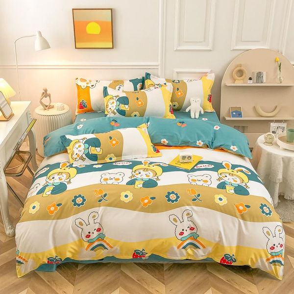 

bedding sets lovely cartoon pattern double bed set cute bear  size linen children quilt cover sheet pillowcases