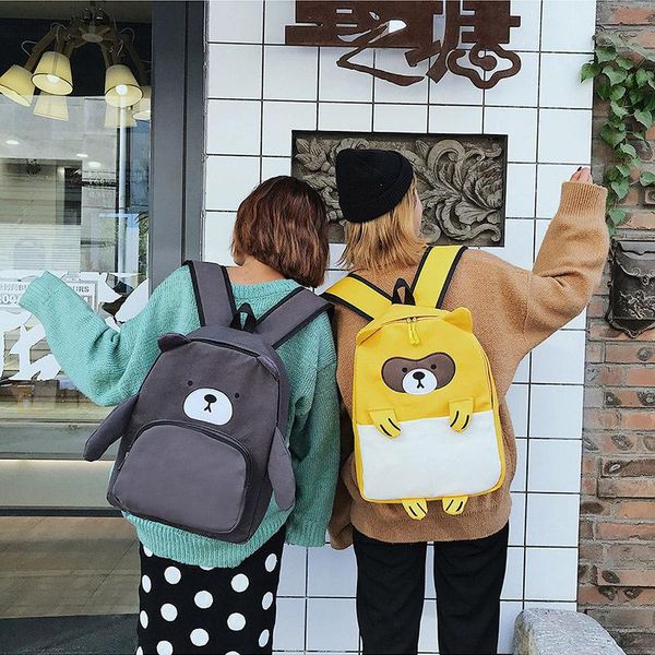 

backpack 2021 arrival cute cartoon bear student bookbags shoulder bag embroidery three-dimensional strange women men