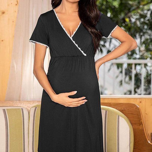 

maternity dresses dress for pregnant women 2021 short sleeve hight waist summer clothes premama vestido #g3, White