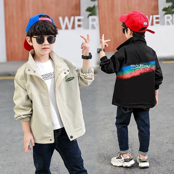 

kids fashion rainbow jacket for boys spring/autumn medium and big kids' 4-12 years old jackets, Blue;gray