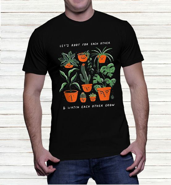 

let's root for each other and watch each other grow t-shirt, White;black