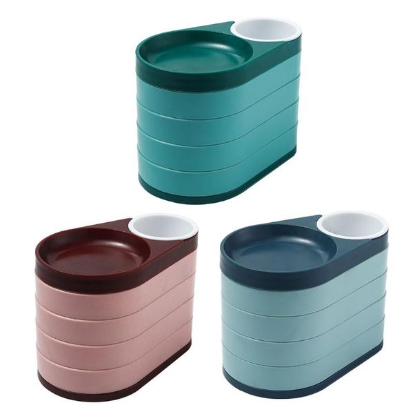 

jewelry pouches, bags tray storage box 5 layers rotating suitable for bracelet/ring/necklace ladies, Pink;blue