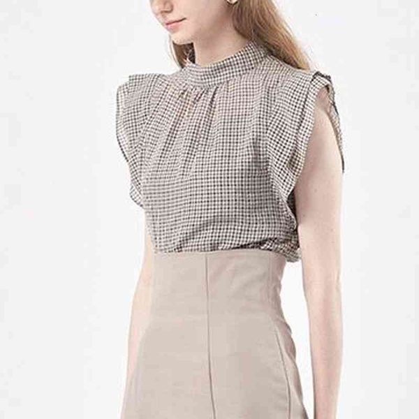 

women's polos stand collar flying sleeve folds plaid solid short blouses 2022 autumn fashion women blusas japanese sweet shirts 3ry9, White