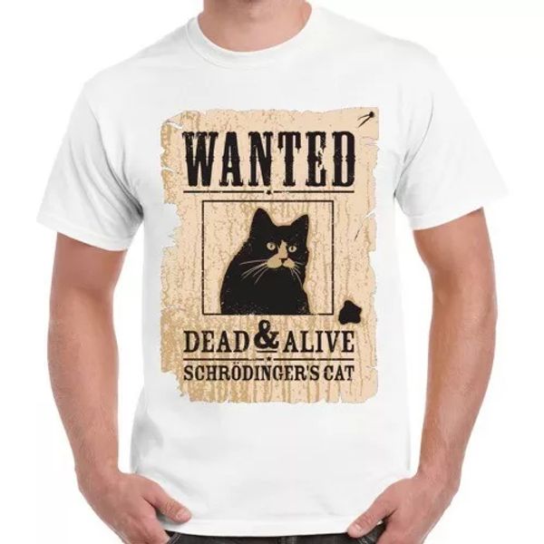 

schrodinger cat wanted dead or alive men women retro t shirt 2438, White;black