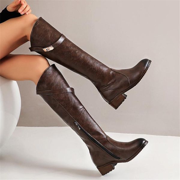 

boots large size 44 knee high women shoes fashion winter comfortable, Black