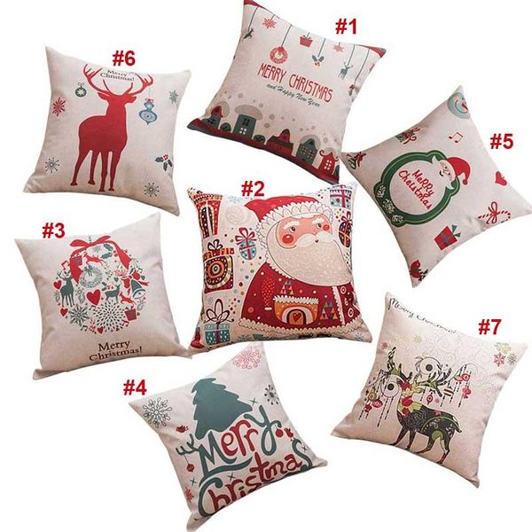 

pillow case santa claus deer series linen blend pillowcase cushion fabric home sofa christmas decor cover ac889
