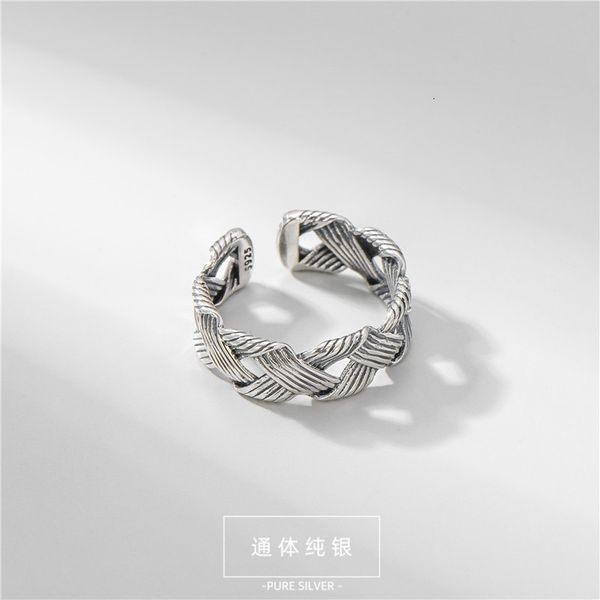 

korean style s925 pure sier braided winding ring, Silver