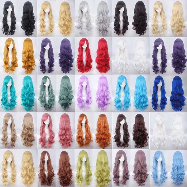 

cospay wig 80cm long hair universal thickened air curly face cover, Black