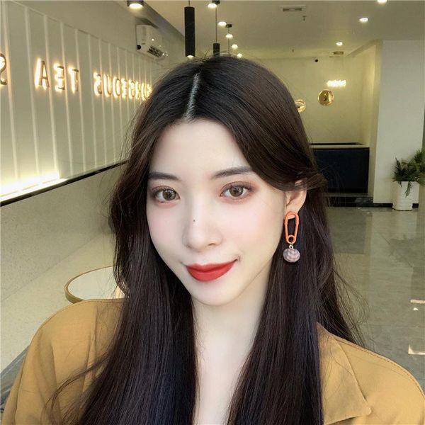 

dangle & chandelier timeonly japanese style orange color brooch earring for women girl ball shape fabric lattice earrings cute accessories, Silver