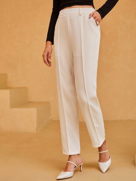 

high waist slant pocket pants f9vk#, Black;white