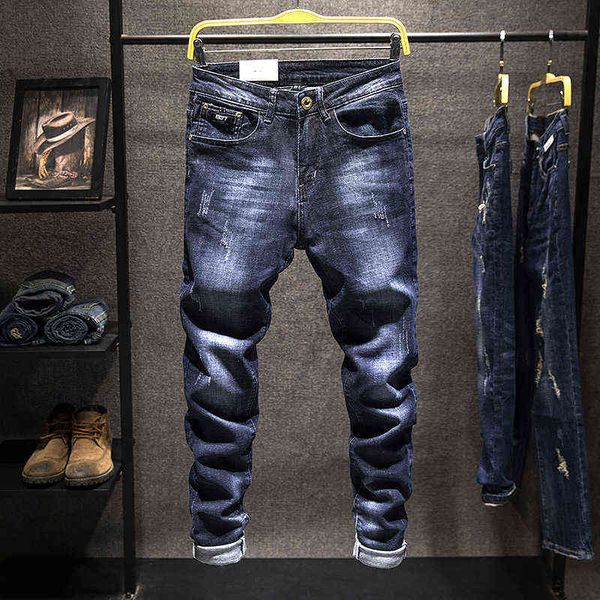 

men's jeans men's jeans casual pants korean men's elastic slim fit jeans, Blue