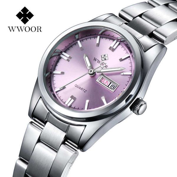 Mode Rosa Uhr Für Frauen WWOOR Luxus Marke Armband xfcs Damen Elegante Quarz Kalender Uhr Montre Femme 210616