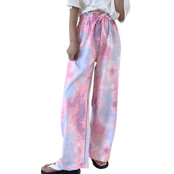 

women's pants & capris women tie dye harajuku ins elastic waist stylish couples soft streetwear trousers 2021, Black;white