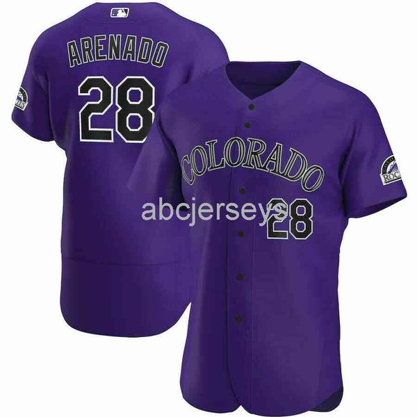 

stitched custom nolan arenado #28 purple v2 baseball jersey xs-6xl, Black