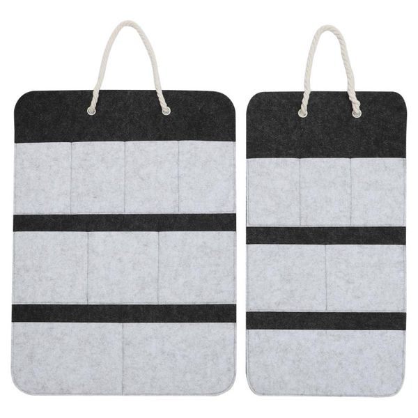 

storage bags 1 set 2pcs felt hanging for home office (light grey)
