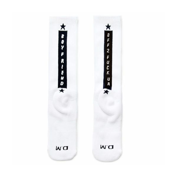 

men's socks socks, tube terry sports stockings, black and white personality letters, tide street high-top