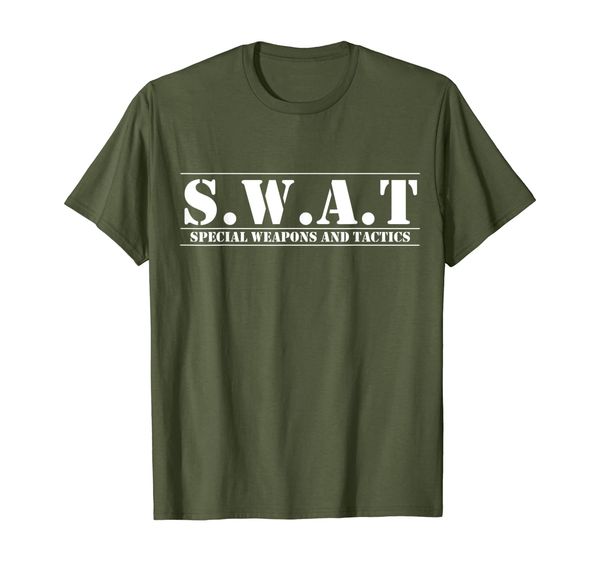 

swat special weapons and tactics t-shirt, White;black