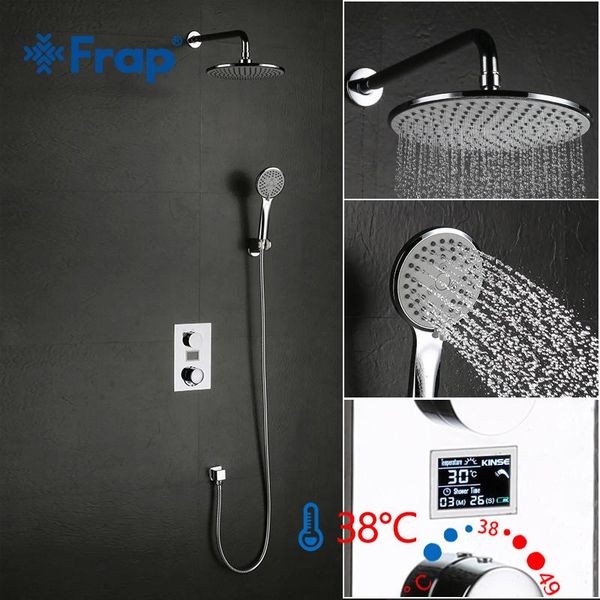 

frap luxury shower water dynamic digital intelligent display faucet led thermostat tap gld1133-f bathroom sets
