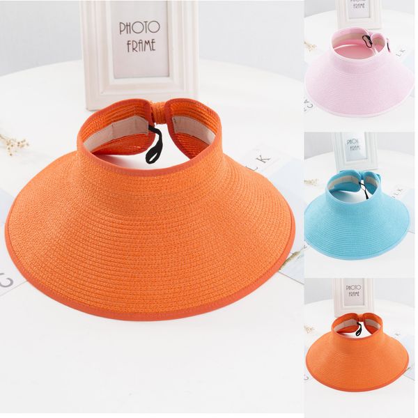 

ladies roll-up drafting hats wide large brim beach cap womens fashion conciseness wide rollable empty sun summer 2021, Blue;gray
