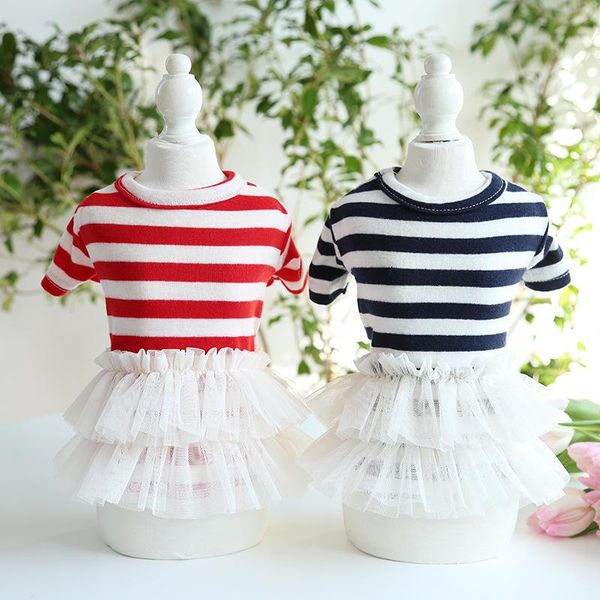 

petstyle spring summer simple striped dog clothes cat dress pet clothing costumes