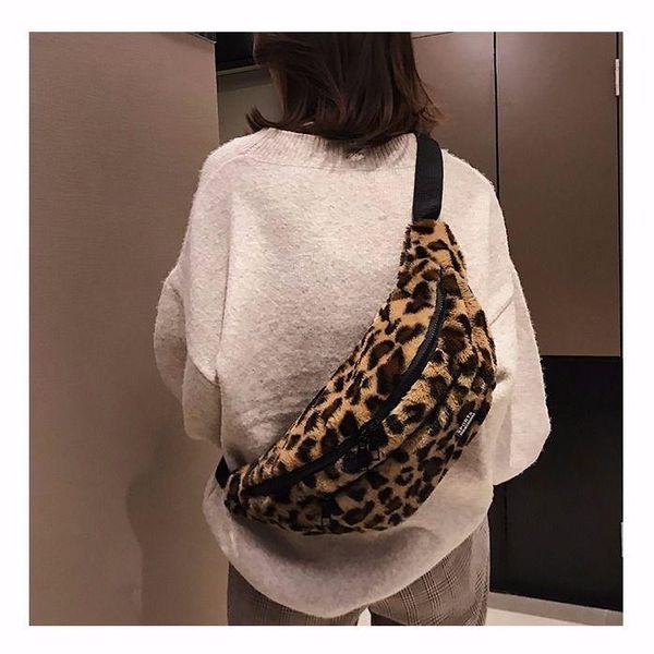 

cross body bag women's large-capacity purse fall/winter cute mao leopard shoulder messenger fashion warm pockets