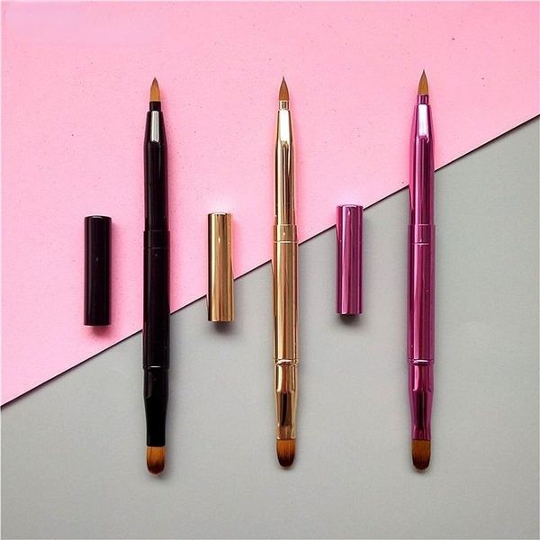 

eyebrow tools & stencils retractable lip brush double head with cover concealer makeup lipstick tool compact and portable