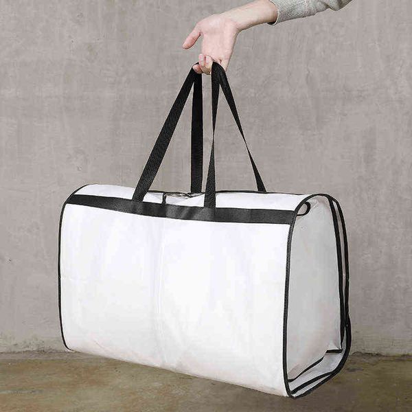 Bolsa de almacenamiento de PVC no tejido blanco para trajes de fiesta de boda Bolsa de almacenamiento de viaje con cremallera Funda a prueba de polvo Organizador de ropa CX220209