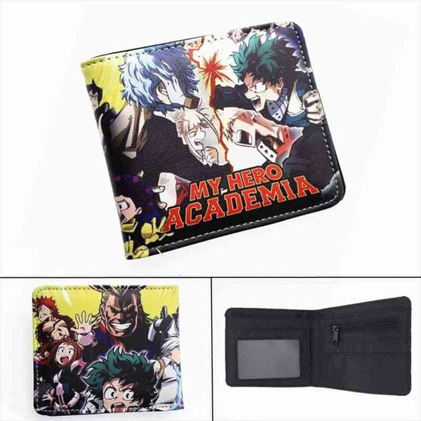 

anime my hero academia leather wallet izuku pu short p card holder layers boys girls zip coin cartoon print purse, Red;black