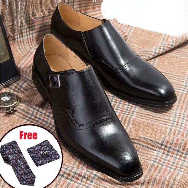 

dress shoes phenkang mens formal genuine leather oxford for men italian 2021 wedding laces brogues shoe, Black