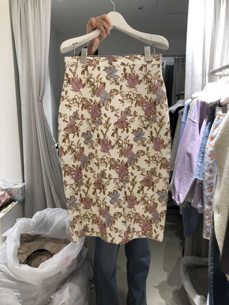 

dongdamen south korea summer dress high waist floral slim temperament print hip skirt, Black;gray