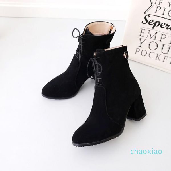 

boots big size 9 10 11-17 women shoes ankle for ladies fastening zipper with pointed end, Black