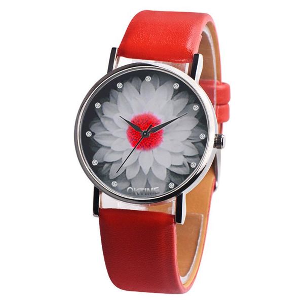 

wristwatches otoky watches 2021 womens men casual leather band analog quartz wristwatch lotus rhinestone relogio feminino, Slivery;brown