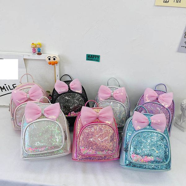 

childrens bags girls backpacks bows sequin baby kids school bag leather fashion satchel book lace clear cute accessories b6895