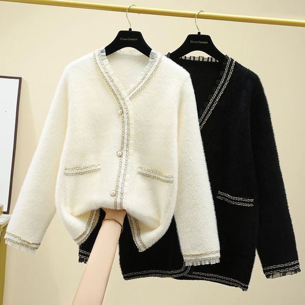 

women's sweaters female loose coat with cleavage v for spring and fall 4wfq, White;black