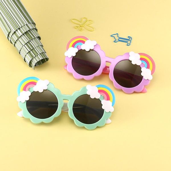 

sunglasses rainbow cloud kids 2021 brand designer boys and girls protection sun glasses uv400 travel outdoor kawaii cute eyewear, Blue
